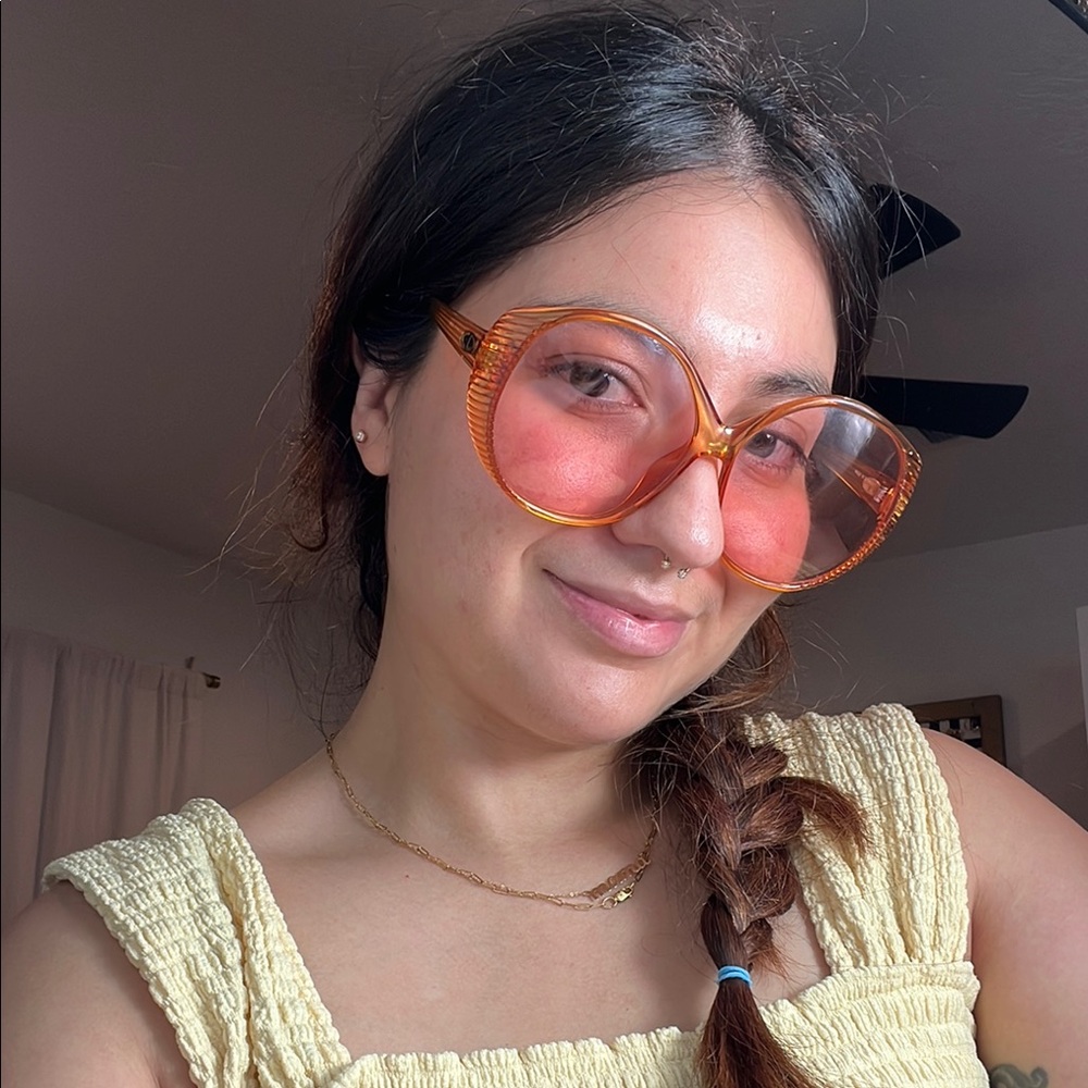 Retro 70s 80s oversized Vintage Christian Dior Orange Rose colored Sunglasses